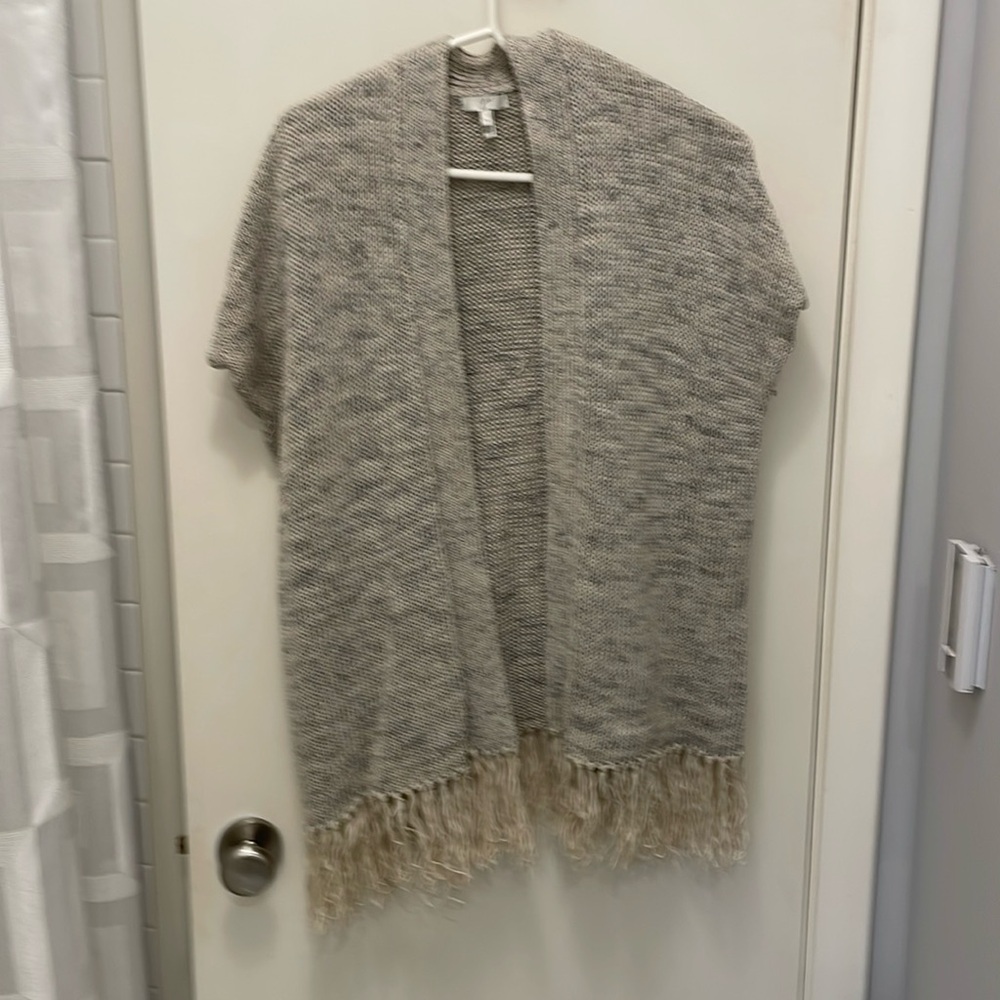 Joie Gray Blend sweater vest fringed!